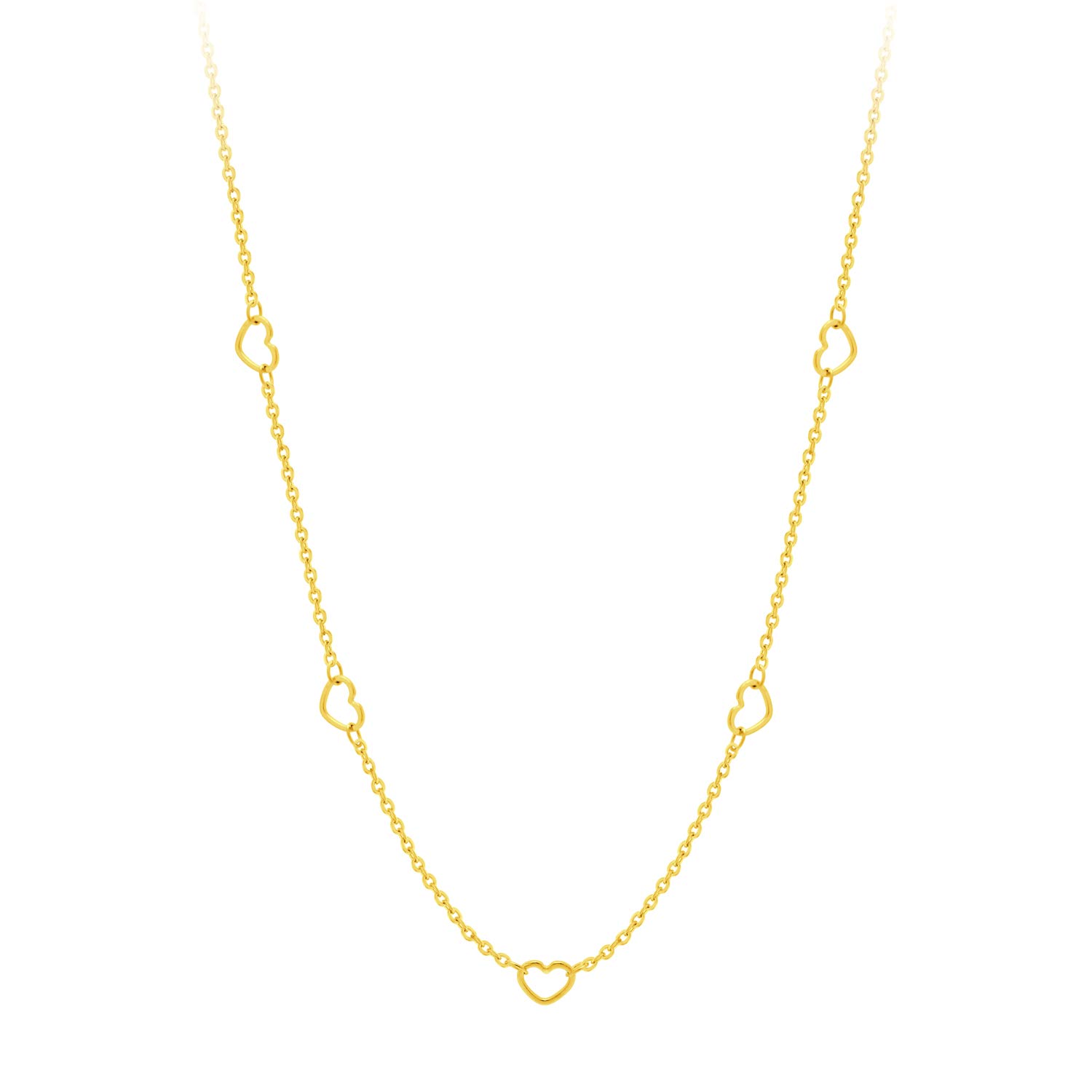 555Jewelry Womens Stainless Steel Mini Multi Heart Love Dainty Chain Necklace