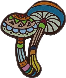 Butterfly Clasp Psychedelic Mushroom Brooch - Real Sic Iron Pin - UV Printed, Vibrant Design - Ideal for Fashion-forward Individuals - Trippy Mushroom Shape
