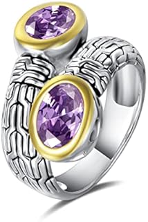 Two-Tone Fox Engagement Ring with Multi-Strand Foxtail Chain & Black Oval CZ for Women - Elegant Vintage-Inspired Design