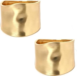 2-5 Pcs Set of Women's 18K Gold Cuff Bracelets in Irregular Design with Lobster Claw Clasp - Hypoallergenic Zinc Alloy Material - Polished Frosted Finish