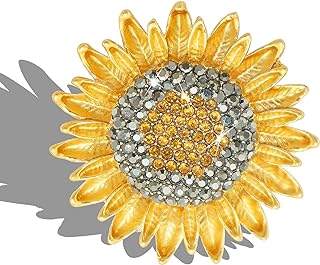 Sunflower Brooch Pins for Women Crystal Rhinestones Retro Handmade Jewelry Elegant Sun Flower Brooches Pins