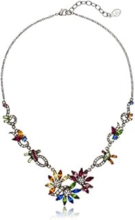 Art Deco Multi-Colored Swarovski Crystal Pendant Necklace with Gold-Plated Link Chain and Lobster Clasp