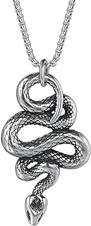 Jude Jewelers Retro Vintage Stainless Steel Snake Style Statement Cocktail Party Pendant Necklace