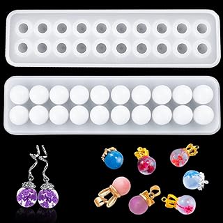 FineInno Brand Resin Bead Necklace Silicone Mold in Round Shape with 20 Beads Capacity for DIY Jewelry Crafters and Enthusiasts