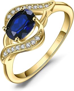 JewelryPalace Bague de Fiançailles en Argent Sterling 925 avec Pierre Saphir pour Femme, Taille 49, Plaqué Or Jaune et Or Rose, Parfaite pour Occasion Spéciale ou Cadeau