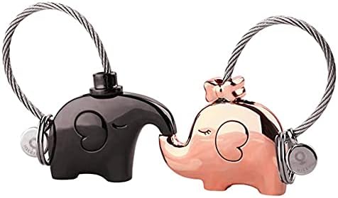 2PCS Elephant Couple Keychain Set, Zinc Alloy Miniatures for Lovebirds, Heart-warming Design, Perfect for Valentines or Christmas Gift