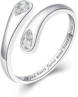 Sterling 925 Silver Adjustable Wrap Open Ring with Cubic Zirconia for Women - Inspirational Jewelry Design