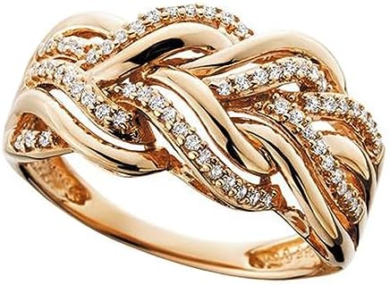 12mm Intertwined Crossover Statement Ring for Women-CZ Eternity Engagement Wedding Band Wide Ring