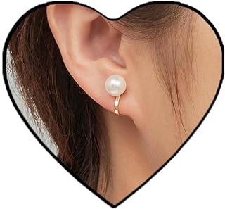 Genuine Real Pearl Clip On Earrings - 14k Real Gold Plated Non Pierced Freshwater Cultured Pearl Clip In Earrings for Women Girl Jewelry