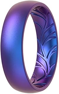 Gold Silicone Wedding Ring for Women with Breathable Leaf Cross Pattern by ThunderFit - Wide and Durable Rubber Engagement Bands Variety Multipack