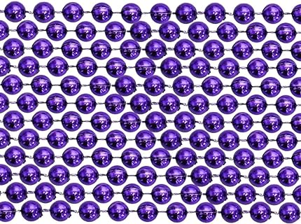 33 Inch 07mm Round Metallic Purple 6 Dozen (72 Necklaces)