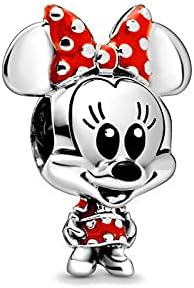 Round Clasp Disney Mickey Mouse Bead Bracelet Charm - 925 Sterling Silver Crystal Pendant for Women - Perfect for Pandora Charm Bracelets & Other Jewelry