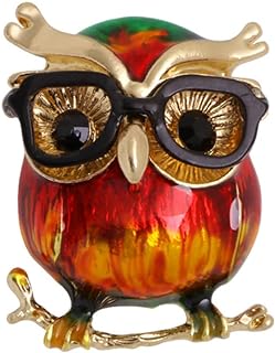 Enamel Owl Bird Brooch Pin for Women Girls Fashion Red Green Animal Brooches Lapel Pins Cute Dress Accessories Holiday Birthday Christmas Party Jewelry Unisex Gift Souvenir for Teacher Student