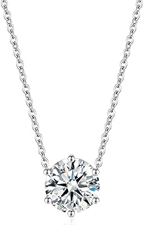 Cable Clasp Moissanite Choker Necklace for Women in Sterling Silver, 3CT D-F Ideal Cut Solitaire Diamond Design