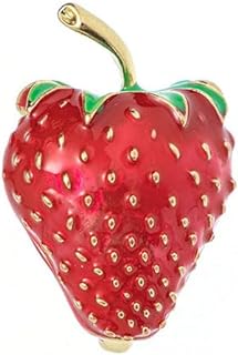 Red Strawberry Brooch Pin Sweet Fruit Starwberry Lapel Pin for Dress Suit Coat Strawberry Badges for Hat Bag T-shirt