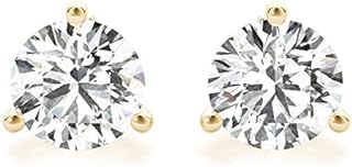 IGI Certified (1/2 Carat - 1.50 cttw, F-G Color, VS2-SI1 Clarity) 14K White Gold or 14K YG Round Lab Grown Diamond Stud Martini Set Earrings Screw Back by Stefano Navi