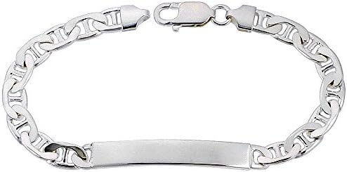 Sterling Silver Mariner Link 7mm ID Bracelet for Women and Men 1/4 inch Wide Nickel Free Italy Sizes 7-9 inches Long