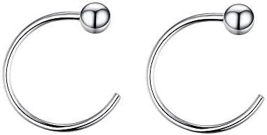 Minimalist 2mm Ball Tiny Half Hoop Earrings Sterling Silver Fashion Black Huggie Cuff Hoops Cartilage Tragus Piercing Nose Rings Studs for Women Girls Men