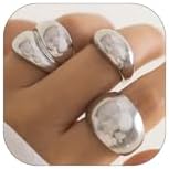 Chunky Gold Rings for Women Adjustable Silver Bold Thick Rings Gold Statement Rings Open Dome Ring Chunky Silver Rings for Women Minimalist Simple Rings