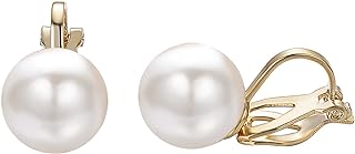 Yoursfs Faux Pearl Clip on Earrings for Women 18K Yellow Gold Plated Small Pearl Clip Earring Wedding Jewelry