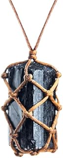 Exquisite Hand-Braided Natural Black Tourmaline Crystal Box Chain Necklace with Magnetic Clasp for Men and Women
