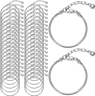 Lobster Claw Clasp Snake Chain Charm Anklet with Heart Shaped Extender, Copper DIY Jewelry for Women - 27 Piece Hicarer Set