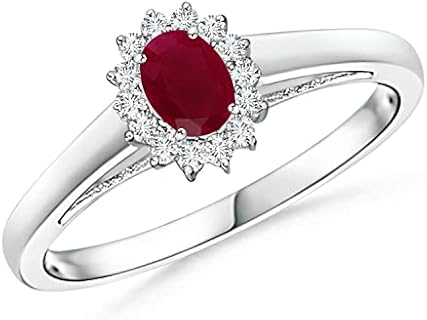 Princess Diana-Inspired 14K Rose Gold Ring with Natural Ruby and White Diamond Accents for Women – Perfect for Birthdays, Anniversaries, Weddings and Engagements – Elegant and Timeless Design – Perfect July Birthstone Jewelry Gift