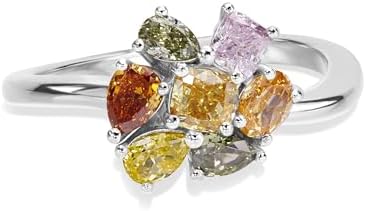 18K Yellow/White/Rose Gold Blossom Ring With 1.41 TCW Natural Diamond (Multi Shape,Multi-Colored,VS-SI2) Gemstone Rings, Rings For Women, Dainty Rings, Minimalist Rings, Jewelry For Women Gift For Her