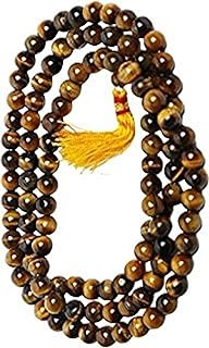 108+1 Bead Tiger Eye Agate Mala Necklace with Sturdy Spring Ring Clasp on Cord for Unisex Style and Prayer, Traditional Design