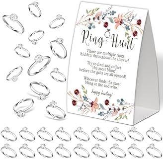Bridal Shower Games Ring Hunt,Floral Bridal Shower Decorations,Popular Bridal Shower Game,Engagement Party Games,Bridal Shower Favors,Plastic Rings for Bridal Shower Game(J6)