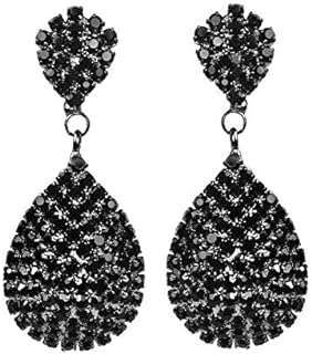 1920s Earrings Great Gatsby Earrings Art Deco Earrings Clip On and Pierced Rhinestone Crystals Teardrop Earrings Dangle Earrings Statement Chandelier Drop Earrings for Women