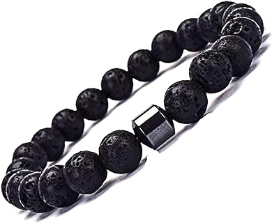 Unisex Aromatherapy Lava Stone Bead Bracelet - Stress Relief Yoga & Mediation Accessory with Hemp Rope, Cord, and Bead Chain for Men and Women - No Clasp for Easy Wear