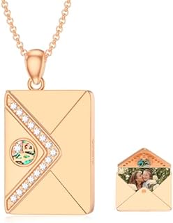 SOULMEET Personalized 10K 14K 18K Solid Gold/Plated Gold Envelope Locket That Holds Picture Custom Letters Engraved Envelope Necklace Gift for Men Women