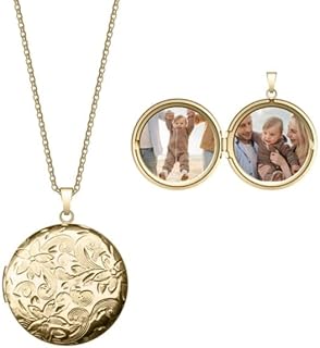 Gold-Filled Custom Locket Necklace with 18" Cable Chain and Lobster Clasp for Women, Personalized Photo Pendant with Engraved Name