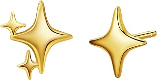 925 Sterling Silver Saturn Lever Back Stud Earrings, Hypoallergenic with Star Design for Women and Girls