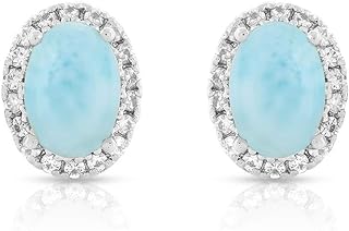 RisenshineJewel Stud Solitaire Earrings Platinum Over 925 Sterling Silver Larimar and Zircon Jewelry,2.72 carat
