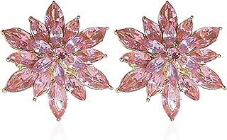 GUOXIAOMEI Stainless Steel Cubic Zirconia Cluster Stud Earrings with Push Back Design for Women and Bridesmaids Gift