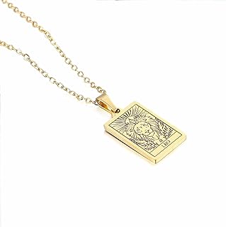 Zodiac Sign Tarot Card Pendant Gold Plated Stainless Steel Necklace Constellation Jewelry Birthday Gift for Women Girls