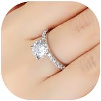 2ct Round Moissanite Engagement Ring with Created Moissanite for Women, 14K White Gold Plated Solitaire Design