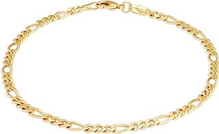 Barzel 18K Gold Plated Figaro Anklet For Women 4.5MM - Made In Brazil