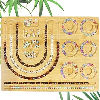 Bead Boards for Jewelry Making,Bracelet Measurement Board for Jewelry Design,Bead Boards for Bracelet Making, Bracelet, Necklaces, DIY Design，Bamboo Beading Board, 14.9 * 11.4 * 0.4"