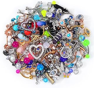 OUFER Belly Button Rings, 316L Stainless Steel Belly Rings, 14G Belly Button Piercing, Random 8PCS Belly Piercing Jewelry, Navel Rings for Women Sexy Girl