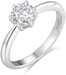 MDFUN Moissanite Promise Rings for Women, 0.75-1CT S925 Sterling Silver Round Cut Diamond 18K White Gold Plated Engagement Wedding Anniversary Ring Eternity Bands