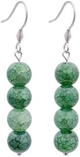 Handcrafted Zinc French Wire Green Bead Drop Earrings for Women - Dangle Design