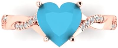 Enchanting 18K Rose Gold Clara Pucci Engagement Ring with 2.19 ct Heart Cut Simulated Turquoise - Ideal for Bridal, Anniversary or Promise Moment