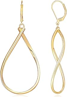 14K Yellow Gold Twisted Hoop Earrings with French Wire Back Finding for Modern Women, Large and Dainty Design