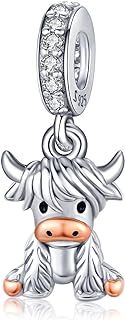 DRINSPER Highland Cow Charm for Bracelet Cow Bead Charms 925 Sterling Silver Highland Cow Gift for Necklace Jewelry for Girls Women Cow lover