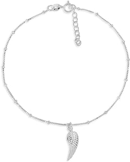 Spring Ring Clasp Sterling Silver Angel Wing Anklet with Box Chain, Elegant Accessory for Women, Celestial Design