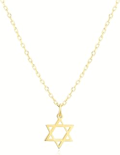 Women's Sterling Silver Star of David Necklace with Cable Chain - 14 Inch Hexagram Pendant - Genuine .925 Silver - Elegant Jewish Symbol Jewelry