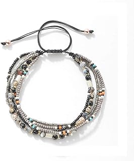 Joya Gift Boho Anklets with Braided & Bead Chain - Handmade, Adjustable Wrap Bracelet Featuring Water Crystal Beads – Ideal for Women and Girls